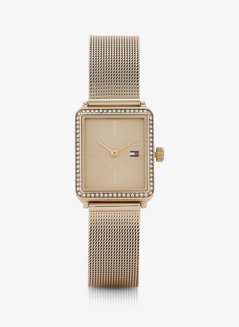 2-Hand Womens Quartz Movement Watch With Carnation Gold-Tone Stainless Steel Mesh Bracelet - 1782792