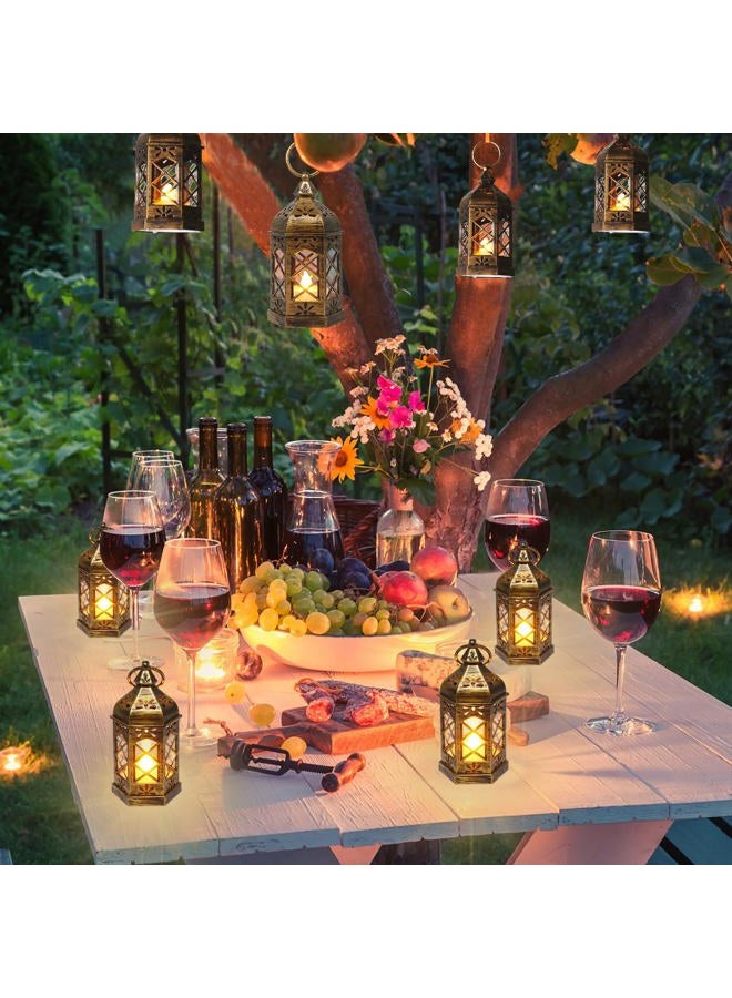 Reperla 12-Pcs Mini Lanterns, LED Small Candle Lanterns Decorative, Tea Light Lantern Decoration, Hanging Decorative Lantern, Lantern Centerpiece for Wedding Xmas Table Decor, Battery Included(Copper) - Image 4