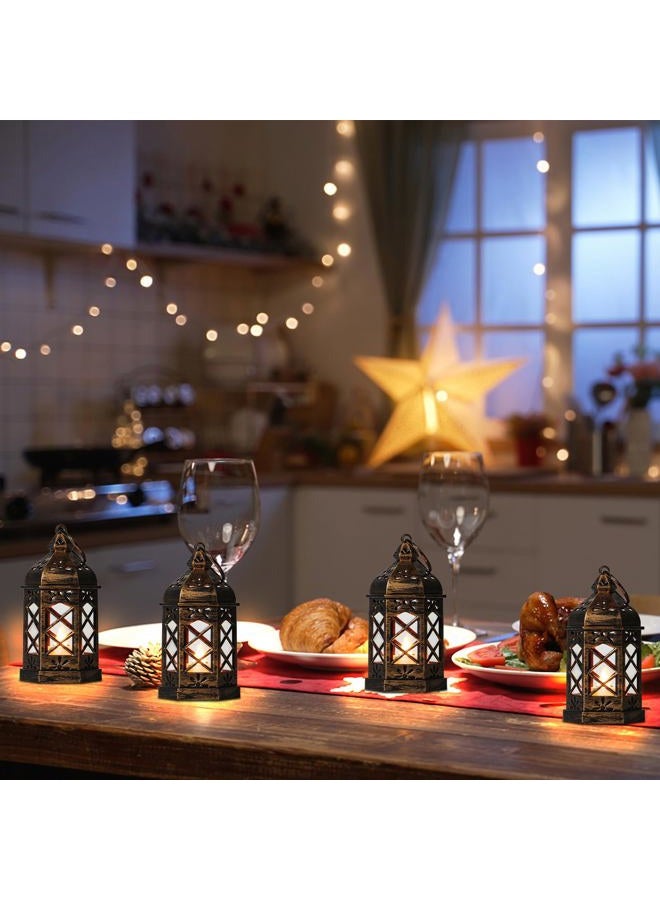 Reperla 12-Pcs Mini Lanterns, LED Small Candle Lanterns Decorative, Tea Light Lantern Decoration, Hanging Decorative Lantern, Lantern Centerpiece for Wedding Xmas Table Decor, Battery Included(Copper) - Image 5