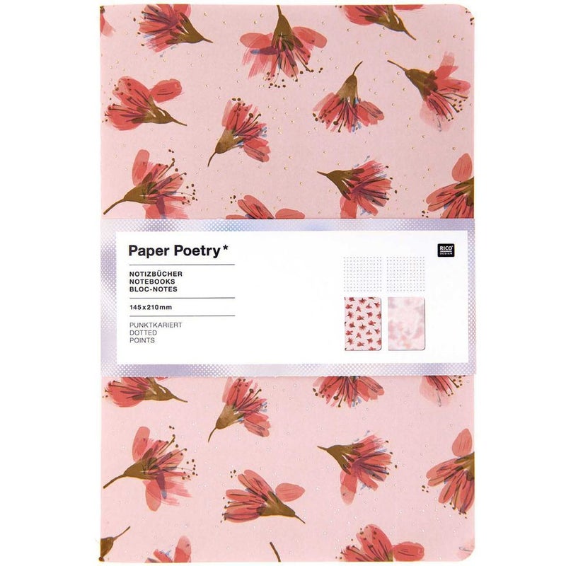 RICO DESIGN A5 Notebook (Set Of 2) - Cherry Blossom/Blurry