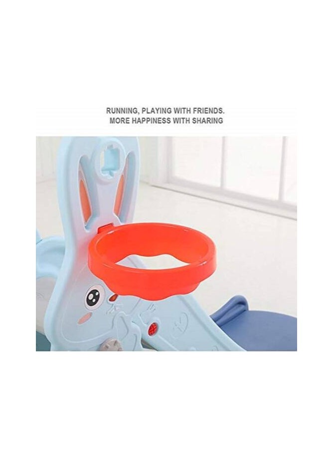 FULL JOY - Rabbit Slide With Swing And Basketball Hoop 3*1.Light Blue - Image 1