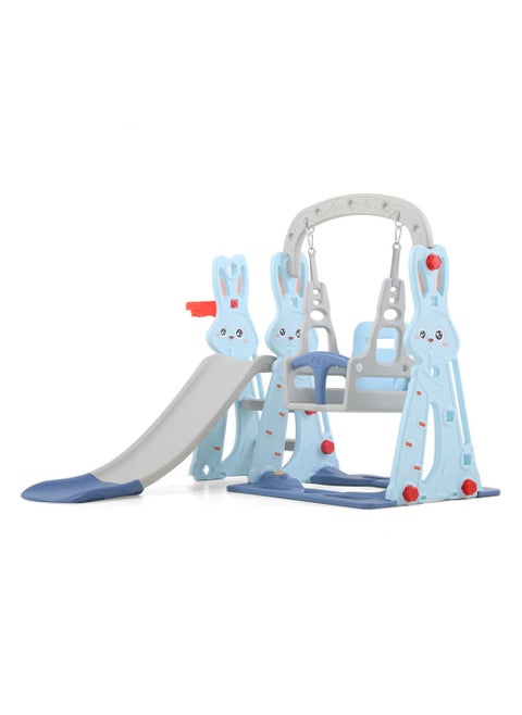 Rabbit Slide With Swing And Basketball Hoop 3*1.Light Blue