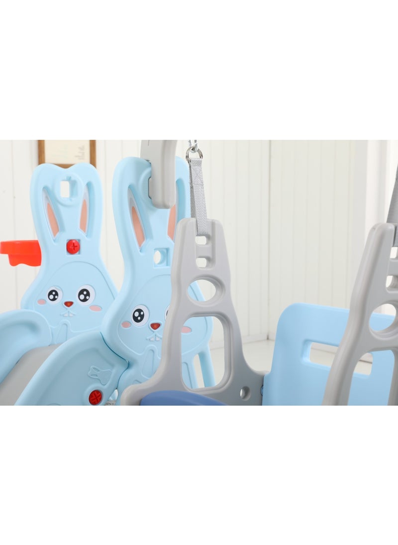 FULL JOY - Rabbit Slide With Swing And Basketball Hoop 3*1.Light Blue - Image 1