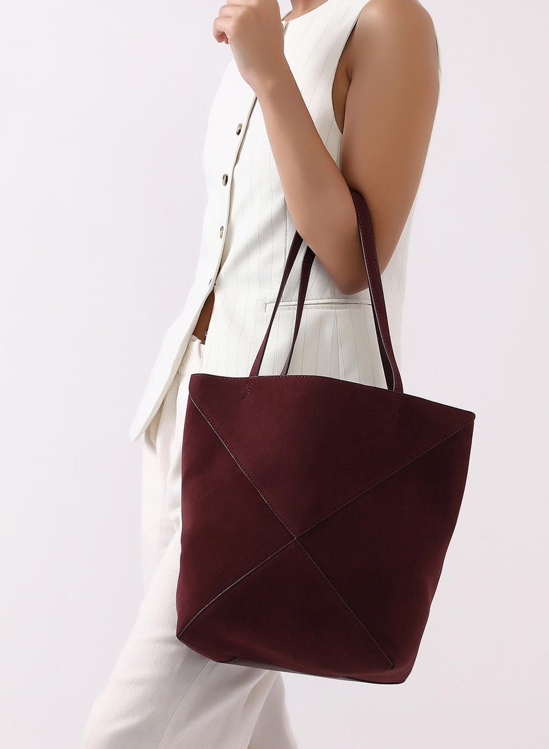 Haute Sauce Solid Zip Lock Regular Suede Hand Bag For Women  - Image 2