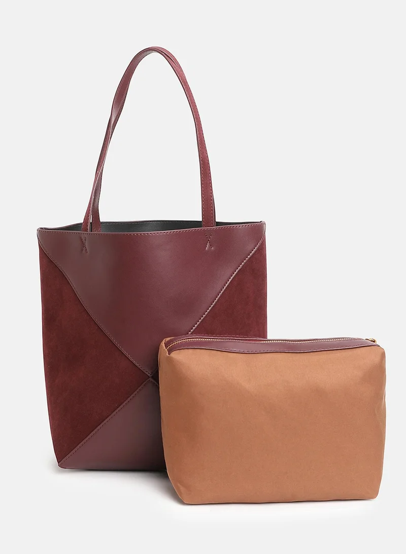 Haute Sauce Solid Zip Lock Regular Suede Hand Bag For Women