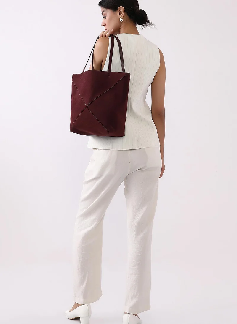 Haute Sauce Solid Zip Lock Regular Suede Hand Bag For Women