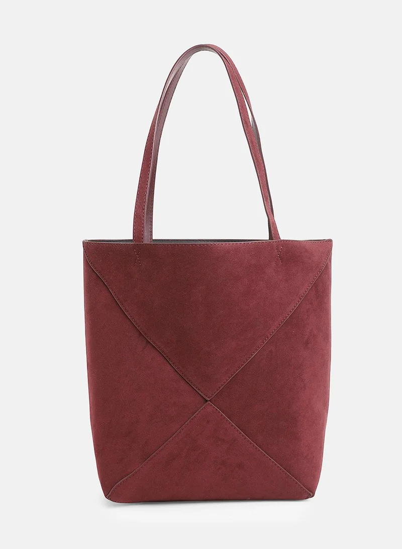 Haute Sauce Solid Zip Lock Regular Suede Hand Bag For Women
