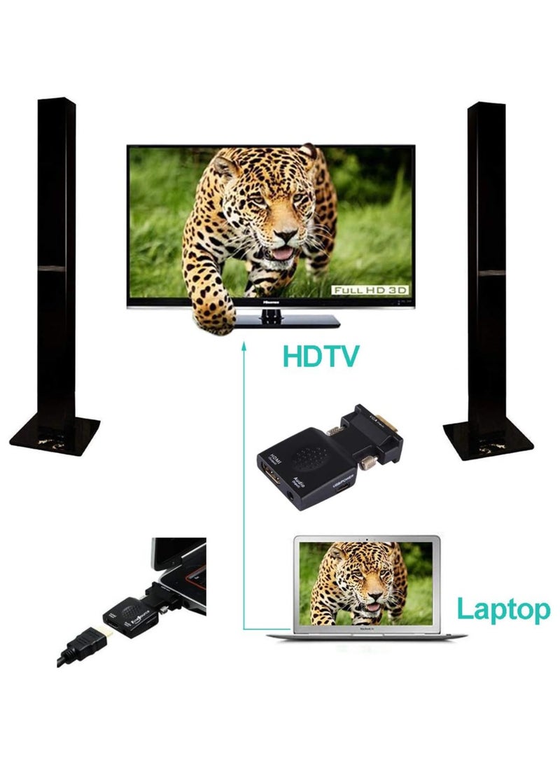 🔹 VGA to HDMI Converter with Audio – 1080P HD Active Adapter for PC, TV, Laptop & Projector** - Image 3