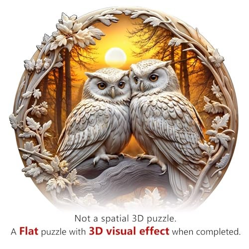Jollitot 3D Owl Puzzles 200 Pieces Puzzles Gifts for Adults 114x114in Wooden - Image 5
