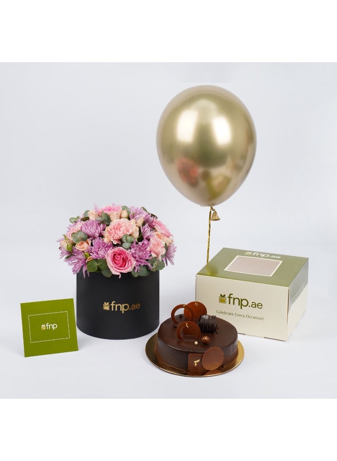 Ferns N Petals - Birthday Fresh Flowers Box With Chocolate Cake - Image 1