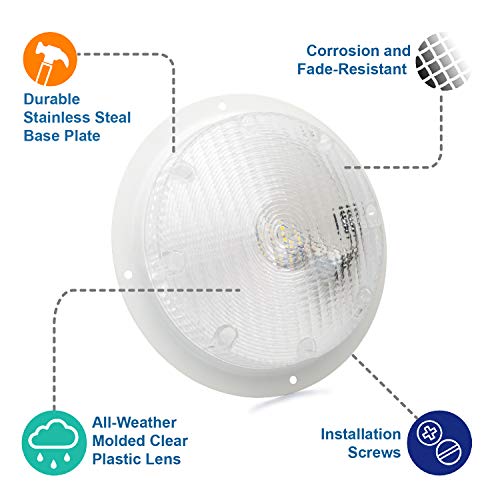 Lumitronics RV Trailer Camper 5th Wheel LED Round Surface Mount Scare Light, Mounting Gasket Included (White) - Image 3