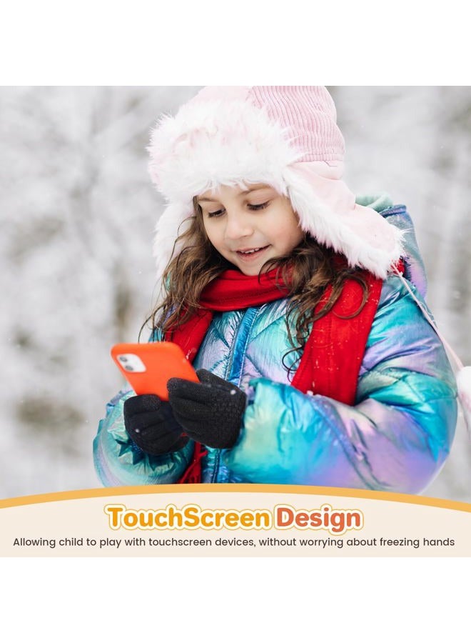Clothclose Kids Winter Gloves for Boys Girls, Warm Winter Gloves for Kid, Knit Cable Fleece Lined Toddler Kids Glove Mitten, Black, One size - Image 5