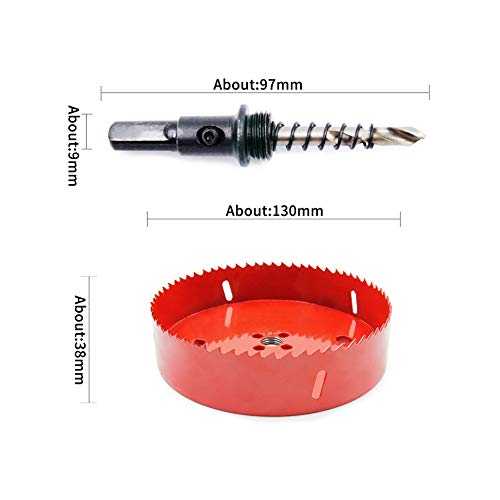 Laiwei Hole Saw Drill Bit LAIWEI HSS Hole Cutter with Arbor for Wood,PVC Board and Plasterboard(5-1/8"(130mm Hole Saw)) - Image 3