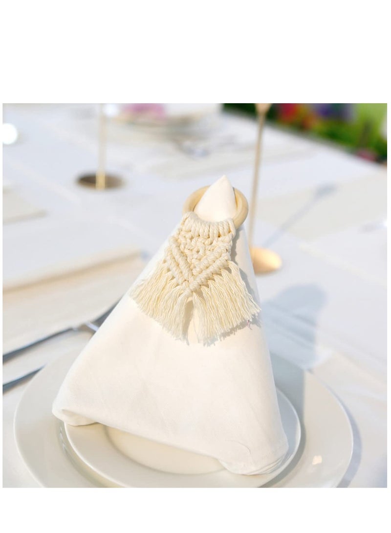 SYOSI Napkin Rings Set of 6 Handmade Bohemia Macrame Woven Cotton Napkin Ring Holders for Wedding Party Farmhouse Dining Table Decor - Image 4