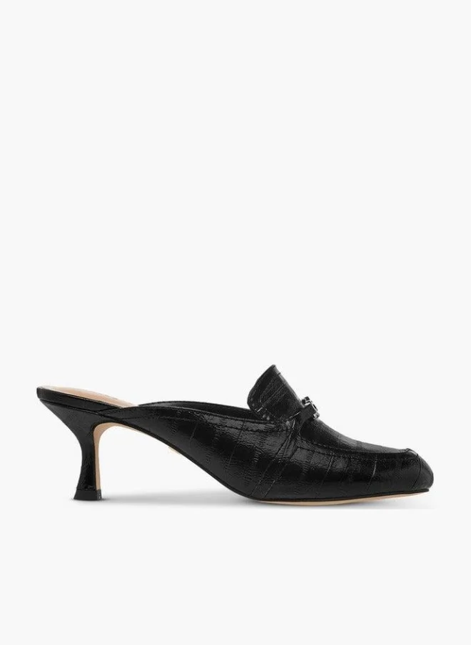 Celeste Women's Metal Accent Slip-On Mules with Kitten Heels