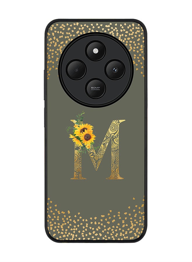 Stylizedd For Xiaomi Redmi 14C / 14R Case,Slim fit Camera Protection, Shockproof Thin Phone cover - Custom Floral Monogram - M (Olive Green ) - Image 1