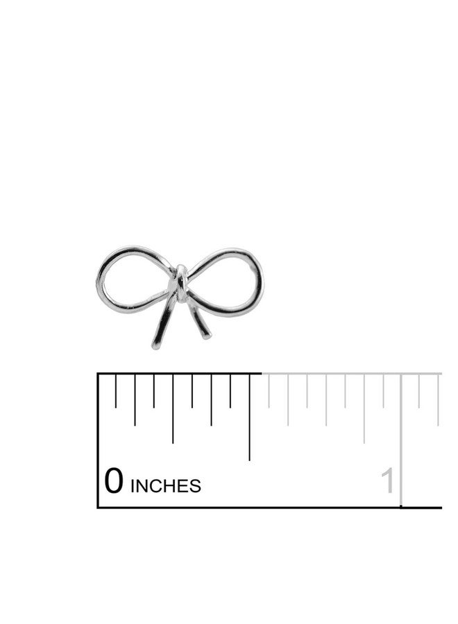 SpinningDaisy Handmade High Gloss Tiny Bow Earrings Silver - Image 3