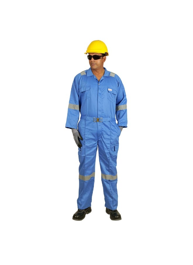 Vaultex Vaultex ASK 190GSM Reflective Strip Twill Coverall, Petrol Blue, Large  - Image 1