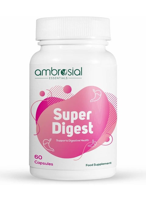 Super Digest With Betaine Hcl Pepsin, Ox-Bile, Pancreatin And L-Glutamic Acid Digestive Enzyme Supplements- 60 Capsule