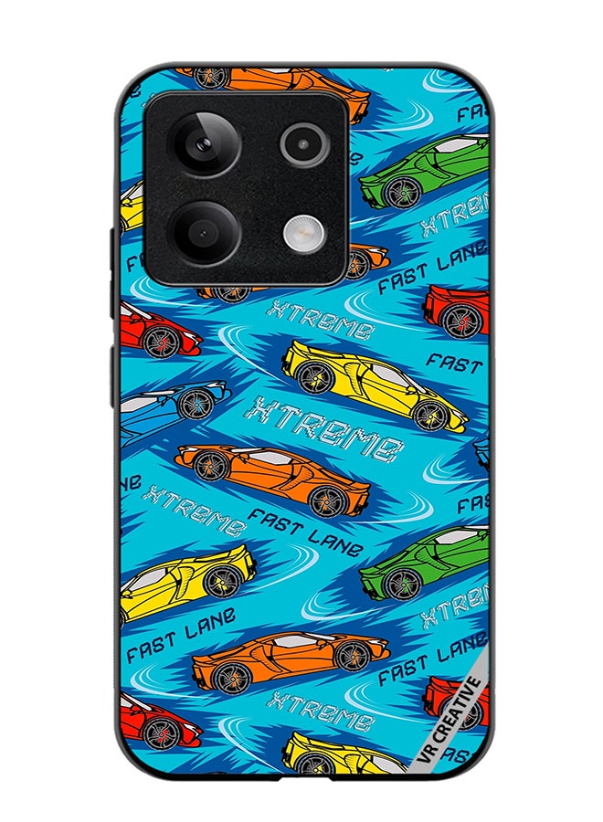 VR CREATIVE Protective Case Cover For Xiaomi Poco X6 Abstract Seamless Pattern With Sport Cars Design Multicolour - Image 1