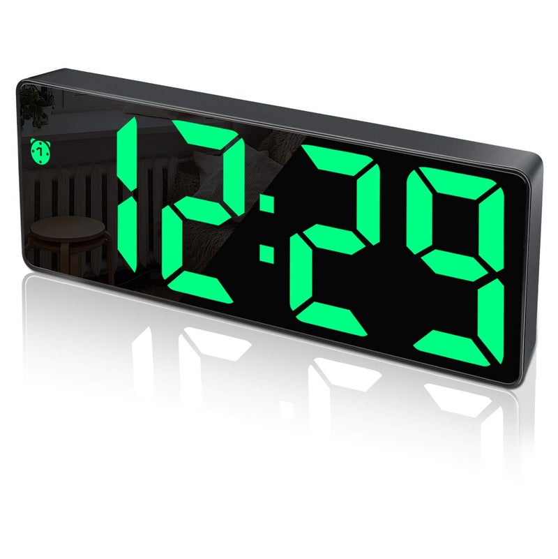 Edillas Digital Alarm Clock,Big Led Display,Mirror Surface Clock With Snooze Function And Of Brightness-Adjustable Usb Charging Connection Alarm Clock For Bedroom,Office - Image 1
