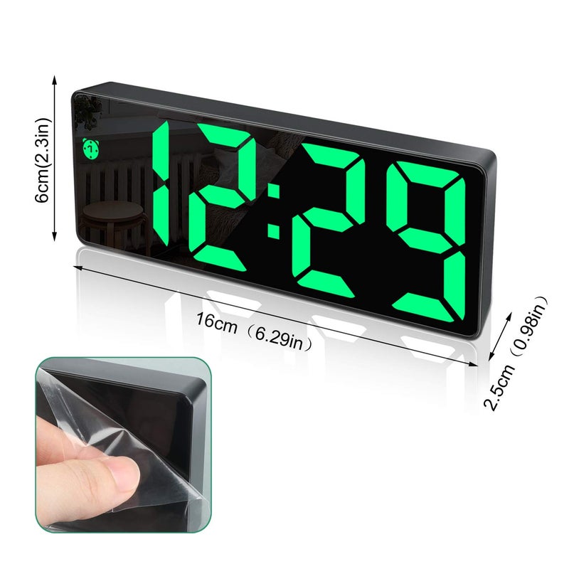 Edillas Digital Alarm Clock,Big Led Display,Mirror Surface Clock With Snooze Function And Of Brightness-Adjustable Usb Charging Connection Alarm Clock For Bedroom,Office - Image 2