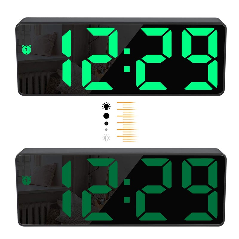 Edillas Digital Alarm Clock,Big Led Display,Mirror Surface Clock With Snooze Function And Of Brightness-Adjustable Usb Charging Connection Alarm Clock For Bedroom,Office - Image 5