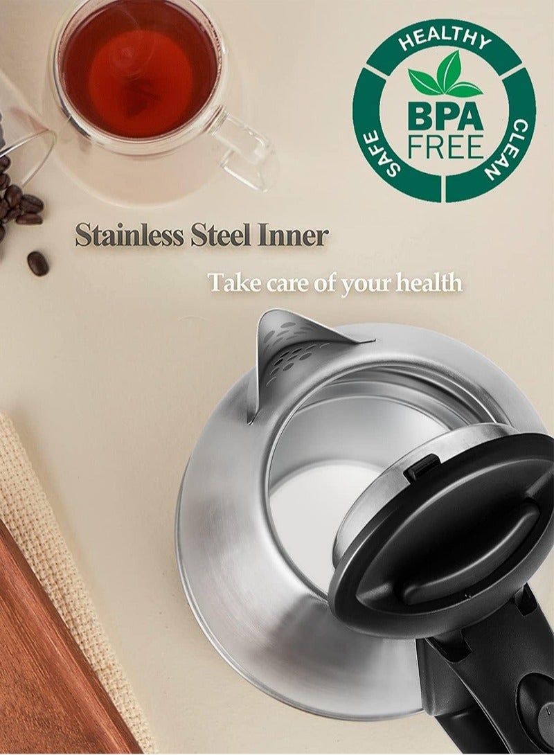 سيتا غلاية كهربائية غلاية ماء ساخن، غلاية شاي كهربائية من الفولاذ المقاوم للصدأ سعة 1.7 لتر وغلاية قهوة، سخان مياه خالي من مادة BPA مع غليان سريع، إيقاف تلقائي وحماية من الغليان الجاف - Image 3