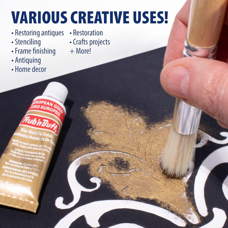 AMACO Rub 'n Buff European Gold Wax Metallic Finish - 15ml - Image 4