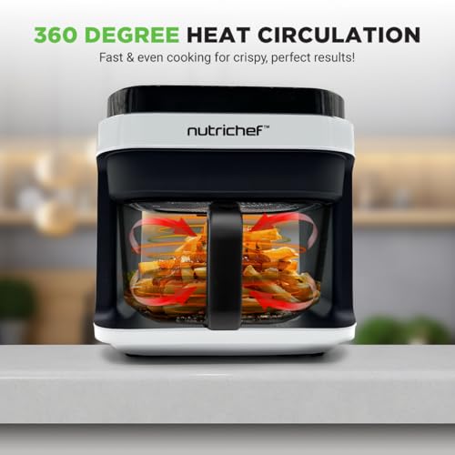 NutriChef قلاية هوائية نوتريشيف سعة 5.8 لتر | 8-1 أوضاع طهي مسبقة | وعاء قلي شفاف للحصول على أفضل نتائج الطهي | اطبخ الروبيان، الستيك، البطاطس المقلية، الأجنحة، الدجاج والمزيد | تحكم دقيق في درجة الحرارة والوقت | أبيض - Image 5