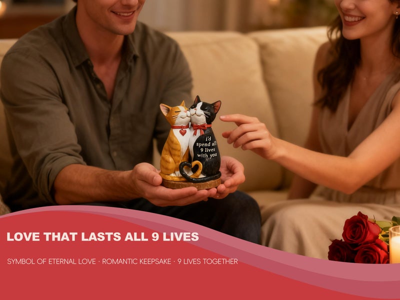 Stylor Valentine's Day Cat Gift for Women Men - Romantic Figurines for Anniversary from Girlfriend/Boyfriend or Husband/Wife, Engagement for Couple Him/Her Lover - Image 4