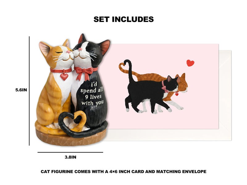 Stylor Valentine's Day Cat Gift for Women Men - Romantic Figurines for Anniversary from Girlfriend/Boyfriend or Husband/Wife, Engagement for Couple Him/Her Lover - Image 2