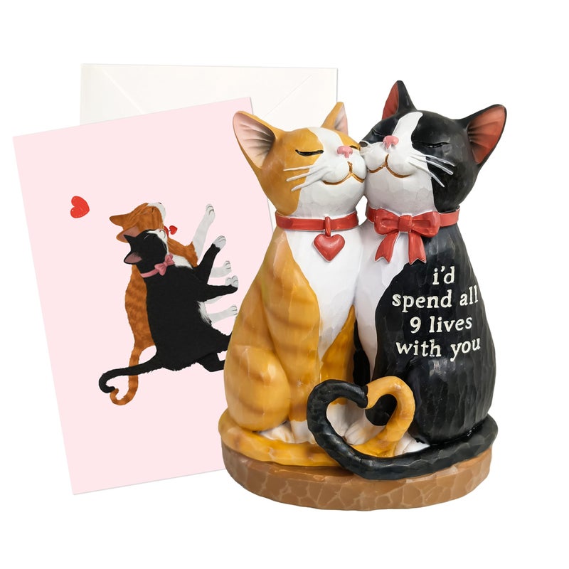 Stylor Valentine's Day Cat Gift for Women Men - Romantic Figurines for Anniversary from Girlfriend/Boyfriend or Husband/Wife, Engagement for Couple Him/Her Lover - Image 1