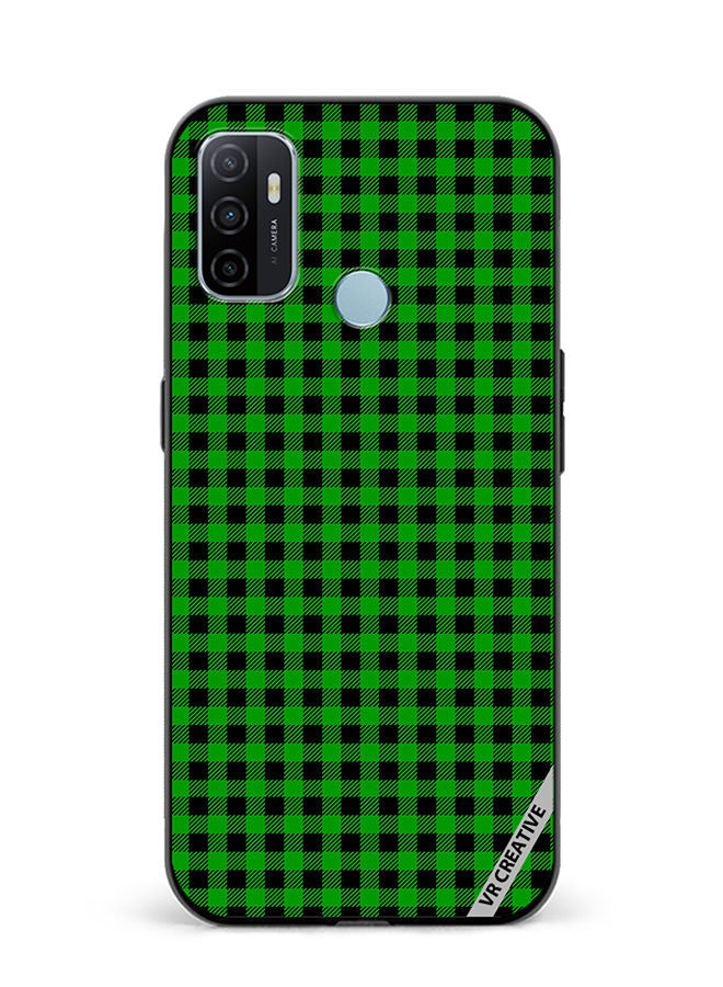 VR CREATIVE Protective Case Cover For Oppo A53 Green And Black Buffalo Plaid Texture Checkered Seamless Pattern Design Multicolour - Image 1