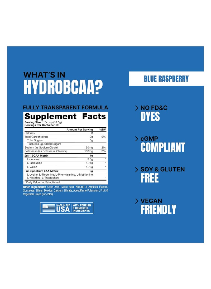 ProSupps - HydroBCAA Essentials BCAA Powder - Pre Workout and Post Workout Drink with EAAs Amino Acid Powder for Muscle Recovery, Energy, Fat Loss and Hydration (Blue Raspberry, 30 Servings) - Image 1