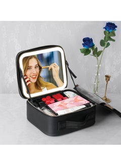 GREEN LION Makeup Organizer with Lighted Mirror / 3-Mode Lights / 4K Mirror / 72 LED Beads / Adjustable Partition / Waterproof / Handle / Chic Design / Considerable Battery Capacity - Black  - Image 3