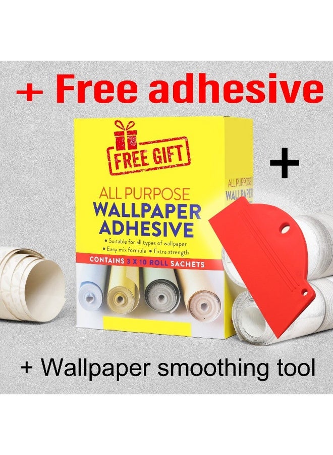 Home Gallery Boutique Silver Water Silk Sprig Fabric Wallpaper Covers An Area ​​Up To 4.2Mx3M With Adhesive  And Smoothing Tool - Image 2