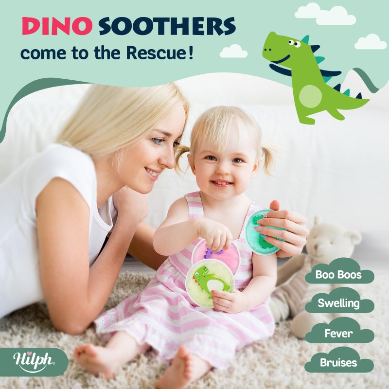 Hilph Kids Ice Packs for Boo Boos - 3 Pack Cute Dinosaur Gel Ice Packs Reusable for Injuries, Bumps & Bruises, FSA Eligible HSA Hot & Cold Compress for Toddler & Children Pain Relief, Get Well Gifts - Image 2