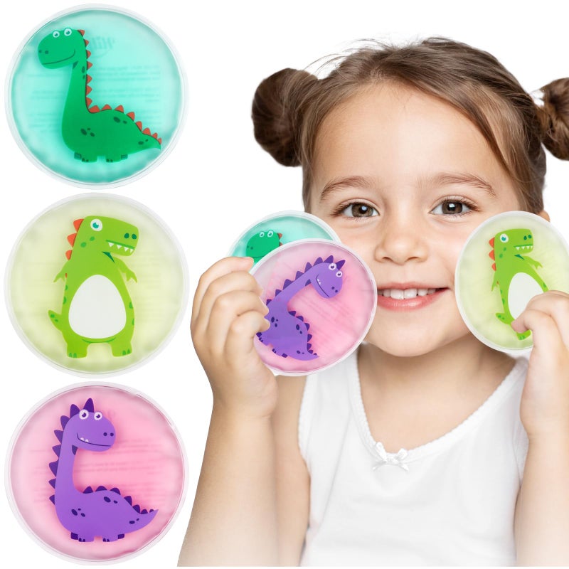 Hilph Kids Ice Packs for Boo Boos - 3 Pack Cute Dinosaur Gel Ice Packs Reusable for Injuries, Bumps & Bruises, FSA Eligible HSA Hot & Cold Compress for Toddler & Children Pain Relief, Get Well Gifts - Image 1
