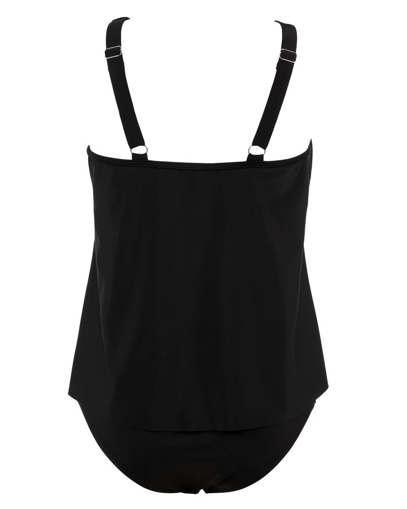 SUUKSESS Women Slimming Tummy Control Tankini Bathing Suits Ruffle High Waisted High Neck 2 Piece Swimsuits(Black,L) - Image 4