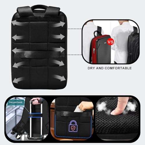 ZINZ Protective Laptop Backpack Expandable Computer Bag Rucksack with Hard Leather Cover 3 Compartments for 15 156 16 inch Notebooks Ergonomic Shoulder StrapB01RD01 - Image 3