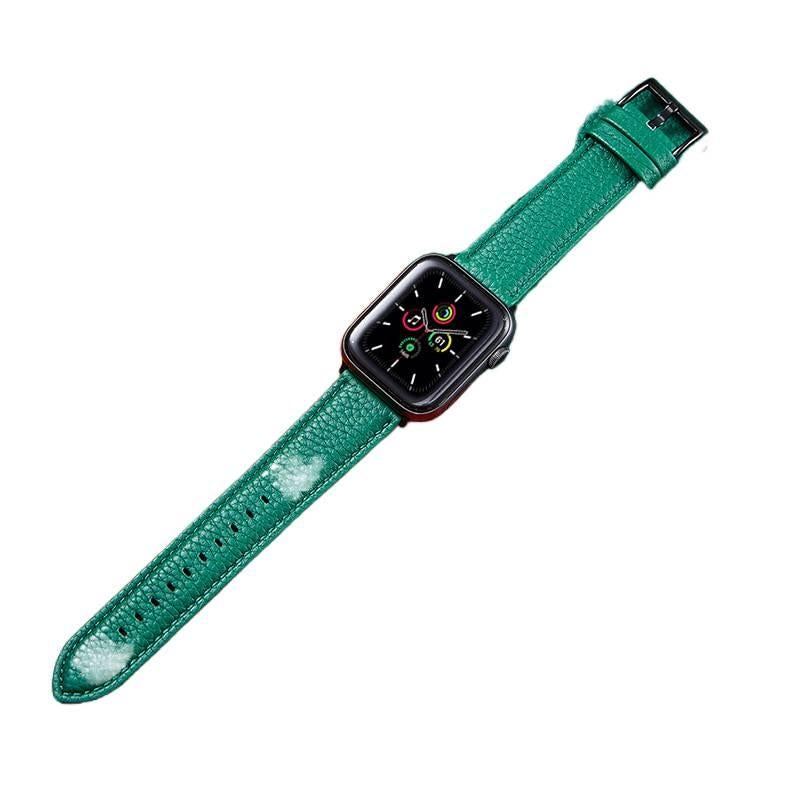 Adjustable Leather Classic Strap Smartwatch Band Compatible with Apple Watch 38 40 41 42 44 45 49mm with Fit Replacement Strap in Green - Image 4