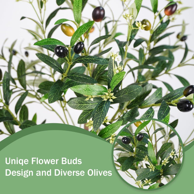 Caxchiling Artificial Olive Tree 5FT, Fake Tree for Indoor Outdoor, Lifelike Faux Large Floor Plants with Heavy Trunk with Vines and Ball-Shaped Pot, Home Office Living Room Bedroom Front Door Decor - Image 5