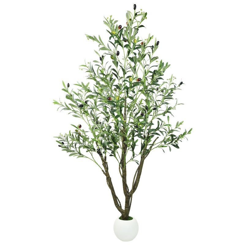 Caxchiling Artificial Olive Tree 5FT, Fake Tree for Indoor Outdoor, Lifelike Faux Large Floor Plants with Heavy Trunk with Vines and Ball-Shaped Pot, Home Office Living Room Bedroom Front Door Decor - Image 1