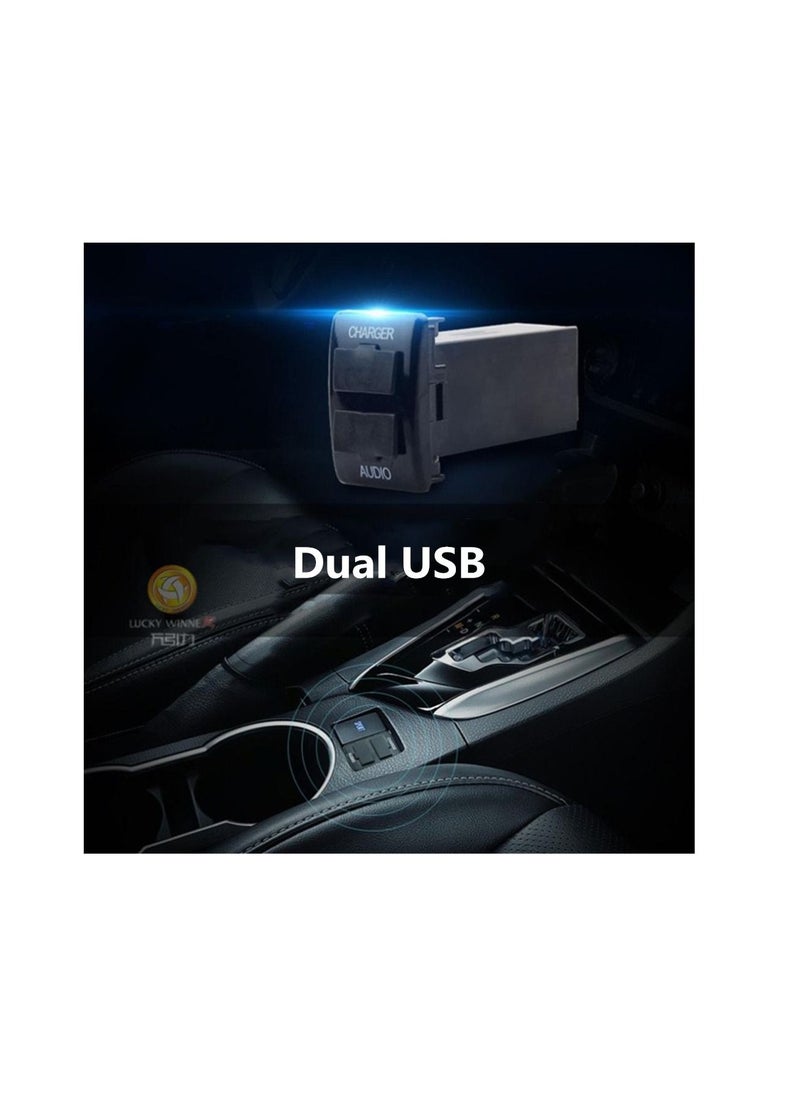 Royal Dual USB QC3.0 Charger Interface Audio Port For Mitsubishi Cars Empty Switch Secondary Hole 2.4A For Mobile Phone Fast Charging  - Image 5