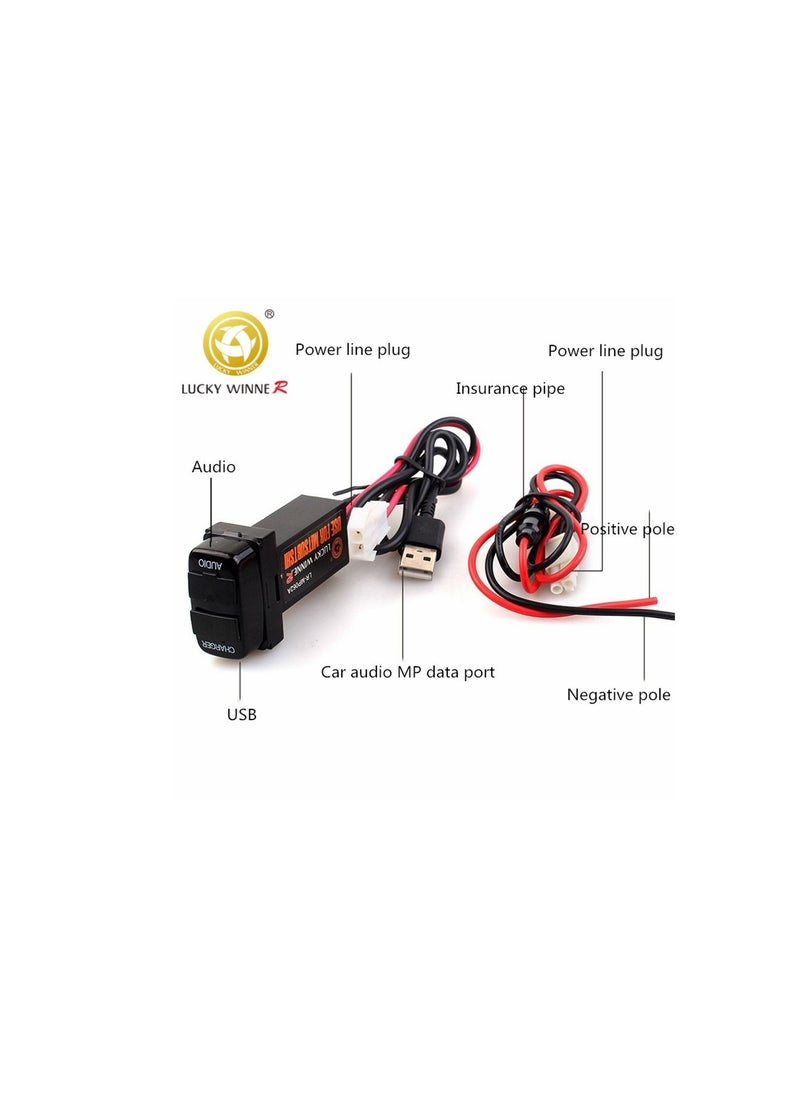 Royal Dual USB QC3.0 Charger Interface Audio Port For Mitsubishi Cars Empty Switch Secondary Hole 2.4A For Mobile Phone Fast Charging  - Image 3
