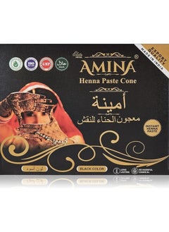 Amina organic natural instant henna herbal mehndi cone, 25g each - black colour (pack of 12)