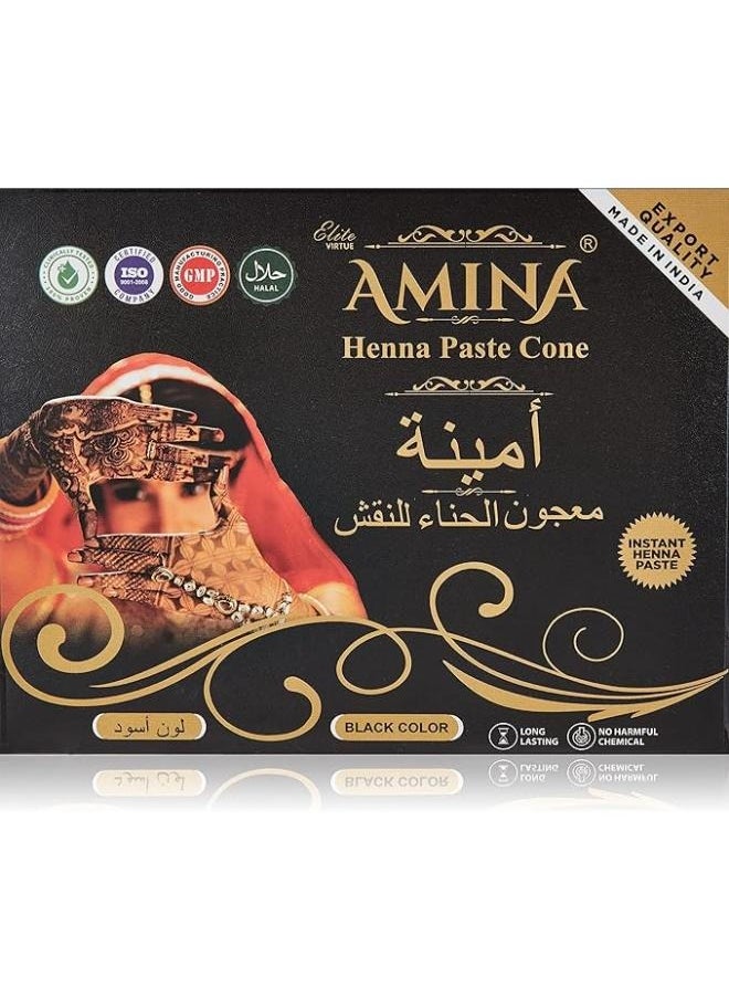 Amina - Amina organic natural instant henna herbal mehndi cone, 25g each - black colour (pack of 12) - Image 1