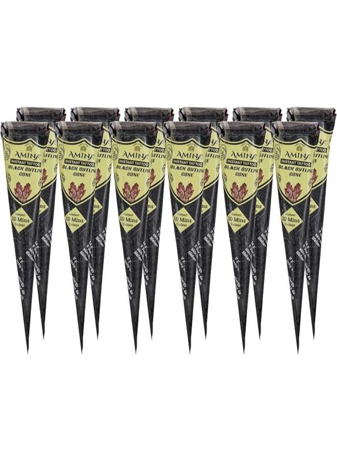 Amina - Amina organic natural instant henna herbal mehndi cone, 25g each - black colour (pack of 12) - Image 1