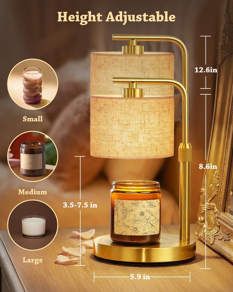 FUNNYBEHOM Candle Warmer Lamp with Timer Dimmer, Height Adjustable Candle Wax Warmer Candle Lamp for Jar Candles with 2 Bulbs, House Warming Gift for Home Room Decor, Birthday Gifts for Women Mom (Gold) - Image 3